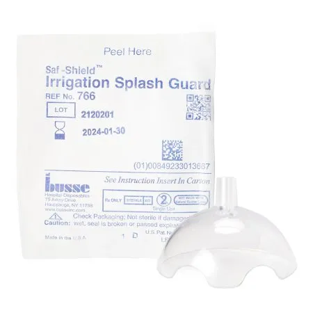 Busse Hospital Disposables - Saf-Shield  - 766 - Irrigation Splash Guard Saf-shield* 2 Exit Portals, Clear, Plastic, Angled Inlet, Sterile