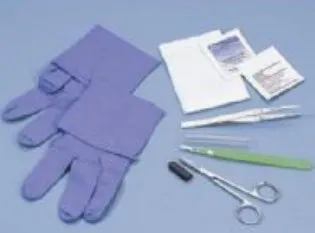 Busse Hospital Disposables - 744 - Sharp Debridement Tray One Tray One Pair Nitrile Gloves One Alcohol Prep Pad One PVP Prep Pad One 4 X 4 Inch Gauze Sponge One Iris Scissors One Scalpel #15 blade One Metal Insert Forceps