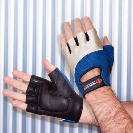 Patterson Medical Supply - Rolyan Workhard - A995131 - Impact Glove Rolyan Workhard Half Finger X-Large Black / Blue / Gray Left Hand