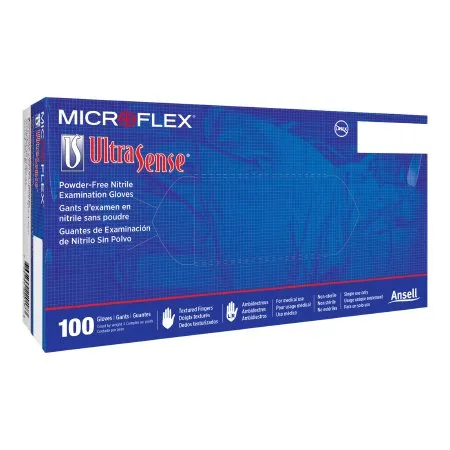 Microflex Medical - Ultrasense - US-220-M -  Exam Glove  Medium NonSterile Nitrile Standard Cuff Length Textured Fingertips Blue Not Rated