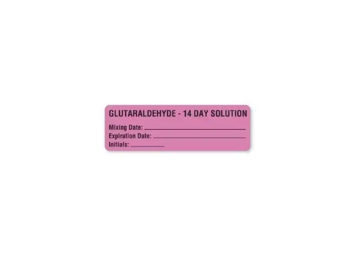 United Ad Label - UAL - ULCS316 - Drug Label Ual Anesthesia Label Glutaraldehyde Mixing Date_exp Date_int_ Fluorescent Pink 1-1/4 X 4 Inch