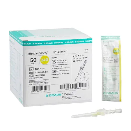 B Braun Medical - Introcan Safety - 4252500-02 - B. Braun  Peripheral IV Catheter  24 Gauge 0.75 Inch Sliding Safety Needle