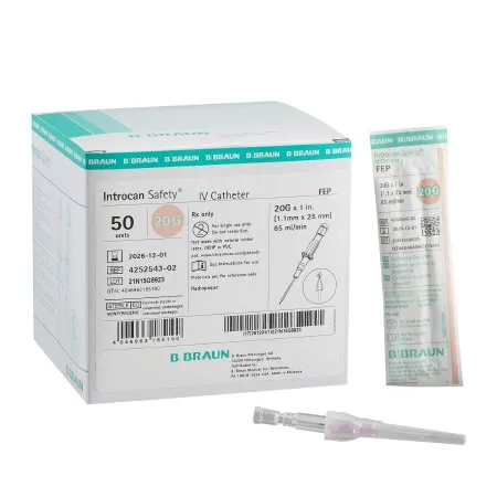B Braun Medical - Introcan Safety - 4252543-02 -  Peripheral IV Catheter  20 Gauge 1 Inch Sliding Safety Needle
