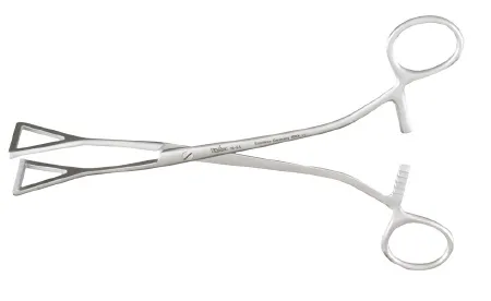 Integra Lifesciences - Miltex - 16-54 - Intestinal Forceps Miltex Collin 8 Inch Length Or Grade German Stainless Steel Nonsterile Ratchet Lock Finger Ring Handle Straight 2.5 Cm Wide Fenestrated Triangular Jaws