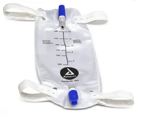 Dynarex - 4281 - Urinary Leg Bag Anti Reflux Valve Sterile Fluid Path 500 mL Vinyl