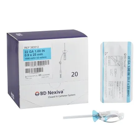 Bd Becton Dickinson - Nexiva - 383512 - Closed Iv Catheter Nexiva 22 Gauge 1 Inch Sliding Safety Needle