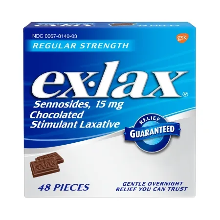 Novartis - Ex-lax - 00067000548 - Laxative Ex-lax Chocolate Flavor Tablet 48 per Box 15 mg Strength Sennosides