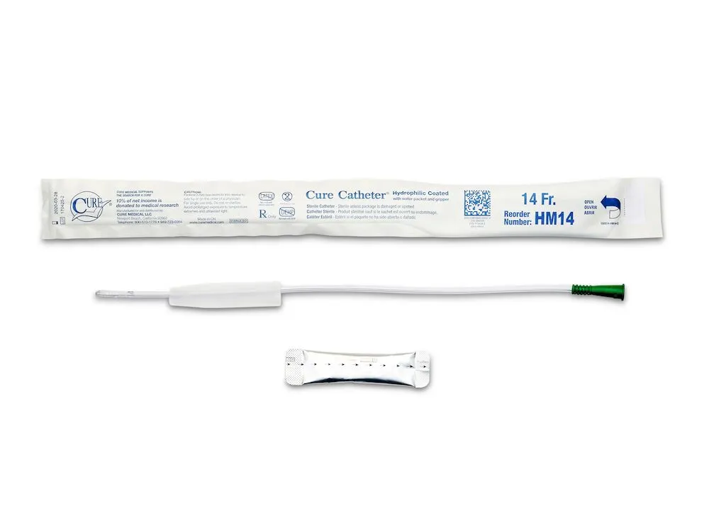 Convatec Cure Medical - Cure Catheter - HM14 - Cure Medical  Urethral Catheter  Straight Tip Hydrophilic Coated Plastic 14 Fr. 16 Inch