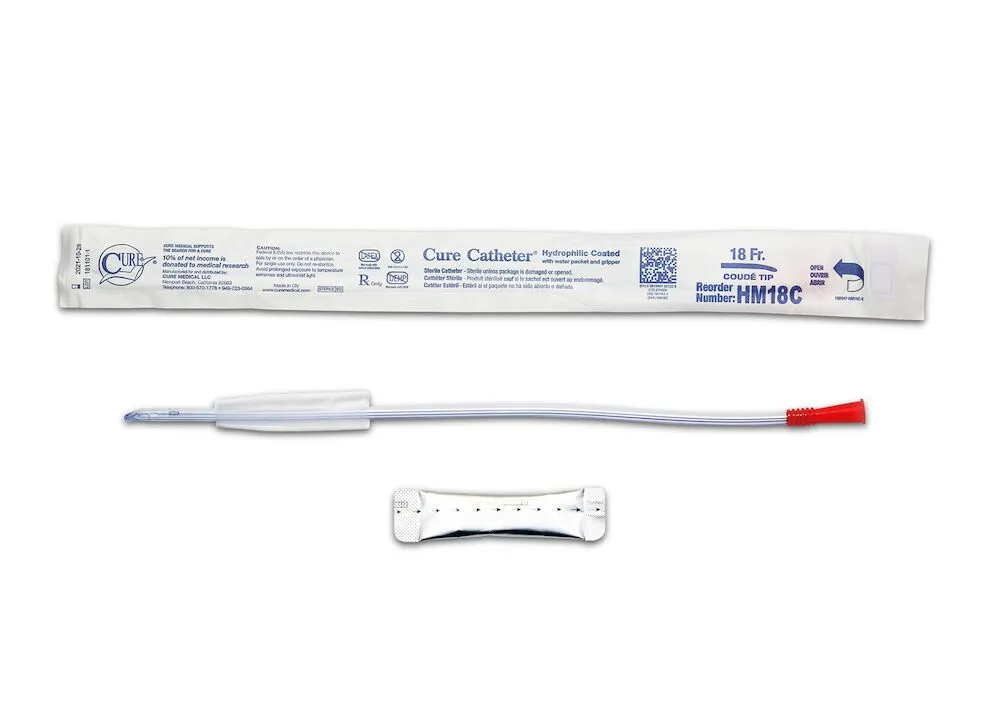 Convatec Cure Medical - Cure Catheter - HM18C - Cure Male Hydrophilic Coated Intermittent Coude Tip Catheter