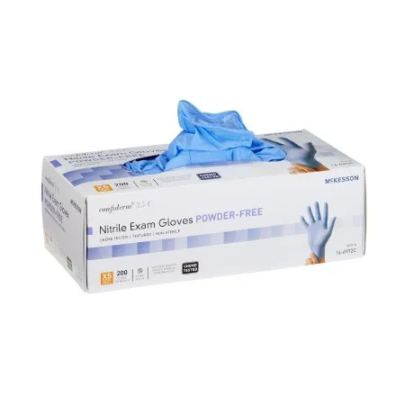 McKesson - 14-6972C - Confiderm 3.5C Exam Glove Confiderm 3.5C X Small NonSterile Nitrile Standard Cuff Length Textured Fingertips Blue Chemo Tested