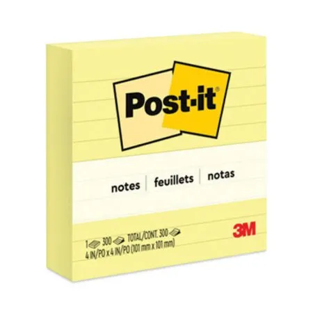 Post-it Notes - MMM-675YL - Original Pads In Canary Yellow, Note Ruled, 4 X 4, 300 Sheets/pad