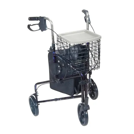 Drive Devilbiss Healthcare - drive Deluxe - From: 10289BL To: 10289RD - Drive Medical  3 Wheel Rollator  Flame Blue Adjustable Height / Folding Aluminum Frame