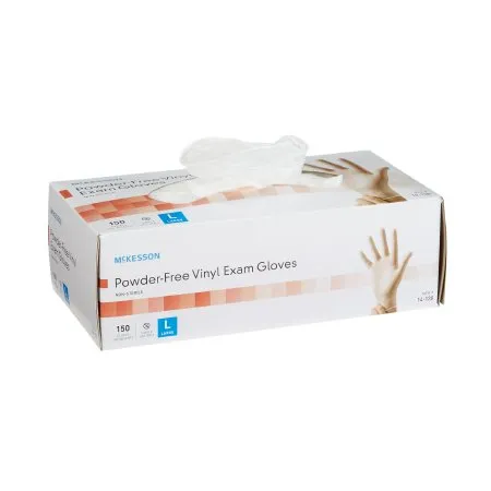 McKesson - 14-138 - Exam Glove Large NonSterile Vinyl Standard Cuff Length Smooth Clear Not Rated