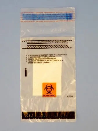 Fisher Scientific - Therapak - 22131561 - Specimen Transport Bag With Document Pouch And Absorbent Pad Therapak 6 X 9 Inch 50 Ml (1.7 Oz.) Adhesive Closure Biohazard Symbol Nonsterile
