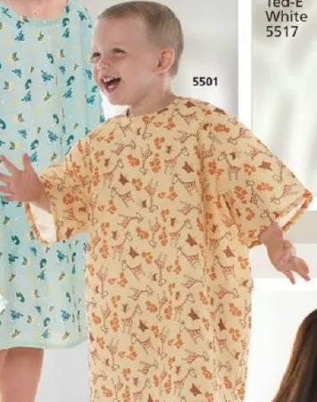 Fashion Seal Uniforms - All Stars - 5504-S - Patient Exam Gown All Stars Small Kid Design (g-raffe Yellow) Reusable