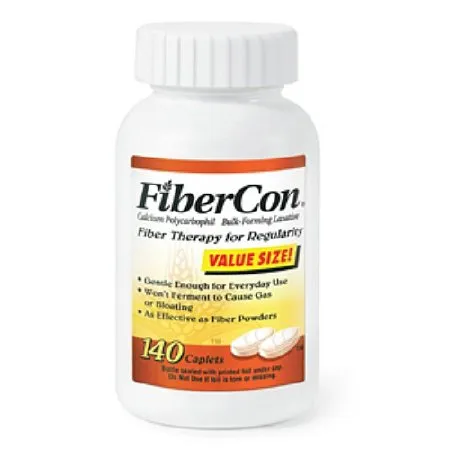 Glaxo Consumer Products - FiberCon - 5250023 - Laxative FiberCon Caplet 140 per Bottle 625 mg Strength Calcium Polycarbophil