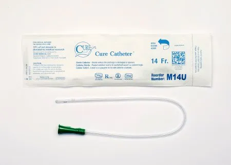 Convatec Cure Medical - Cure Catheter - M14U - Cure Medical  Urethral Catheter  Straight Tip Uncoated PVC 14 Fr. 16 Inch