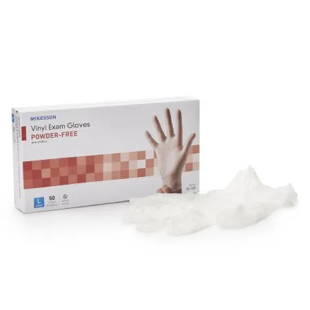 McKesson - 14-168 - Confiderm Exam Glove Confiderm Large NonSterile Vinyl Standard Cuff Length Smooth Clear Not Rated