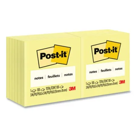 Post-it Notes - MMM-654YW - Original Pads In Canary Yellow, 3 X 3, 100 Sheets/pad, 12 Pads/pack