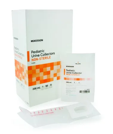 McKesson - 4822 - Pediatric Urine Collection Bag 200 mL (7 oz.) Adhesive Closure Unprinted NonSterile