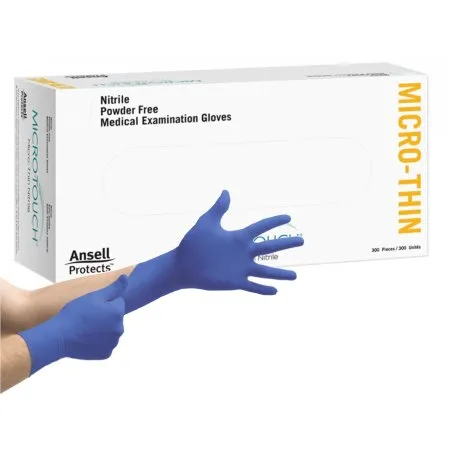 Ansell Healthcare - 6034311 - Ansell Micro Touch Micro Thin Exam Glove Micro Touch Micro Thin Small NonSterile Nitrile Standard Cuff Length Textured Fingertips Blue Not Rated