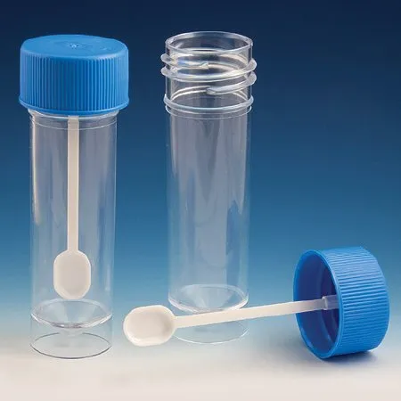 Globe Scientific - From: 108010 To: 109220 - Container, Fecal, Attached Screw Cap With Spoon, Ps, Conical Bottom, Self standing