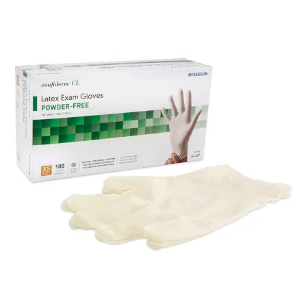 McKesson - 14-422 - Confiderm CL Exam Glove Confiderm CL X Small NonSterile Latex Standard Cuff Length Textured Fingertips Ivory Not Rated