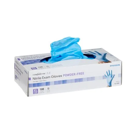McKesson - 14-690 - Confiderm 3.8 Exam Glove Confiderm 3.8 X Large NonSterile Nitrile Standard Cuff Length Textured Fingertips Blue Not Rated