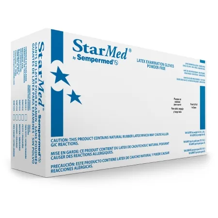 Sempermed USA - StarMed - SM103 - Exam Glove Starmed Medium Nonsterile Latex Standard Cuff Length Fully Textured White Not Rated