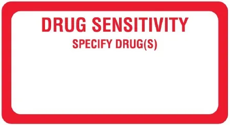 United Ad Label - UAL - ULHN302 - Pre-printed Label Ual Auxiliary Label Red Paper Drug Sensitivity Specify Drug(s) Safety And Instructional 1-5/8 X 3 Inch