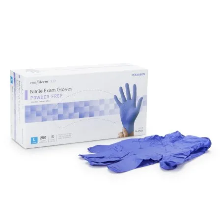 McKesson - 14-6N36 - Confiderm 3.0 Exam Glove Confiderm 3.0 Large NonSterile Nitrile Standard Cuff Length Textured Fingertips Blue Not Rated