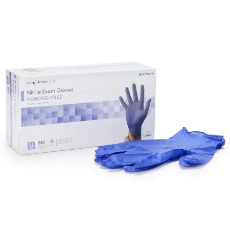 McKesson - 14-6N38 - Confiderm 3.0 Exam Glove Confiderm 3.0 X Large NonSterile Nitrile Standard Cuff Length Textured Fingertips Blue Not Rated