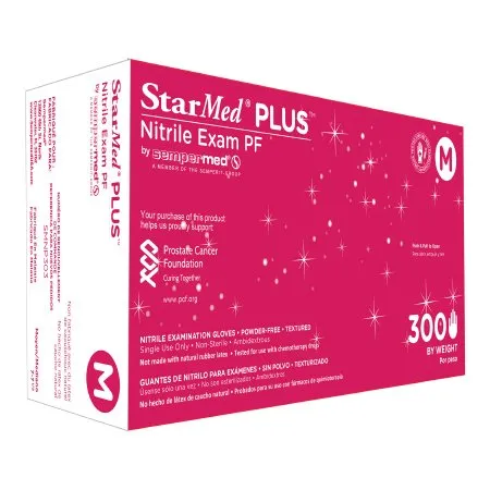 Sempermed - StarMed Plus - From: SMNP303 To: SMNP304 - USA  Exam Glove  Medium NonSterile Nitrile Standard Cuff Length Textured Fingertips Blue Chemo Tested / Fentanyl Tested