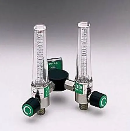 Allied Healthcare - Timeter Sure Grip - 15002-03Y - Timeter Sure Grip Oxygen Flowmeter Dual with Y Bar 0 - 15 LPM DISS Outlet Chemetron Adapter