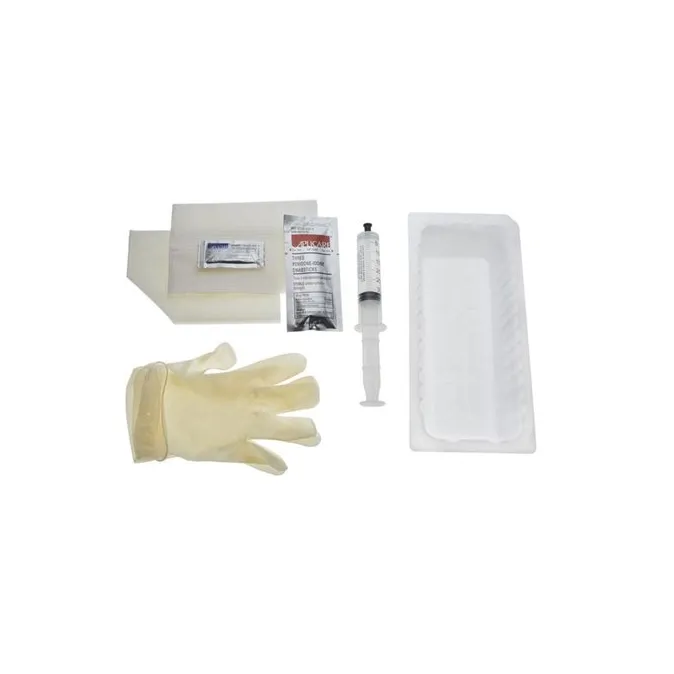 AMSure - Amsino - AS880K - Foley Tray, Outer Tray, Includes: Syringe Prefilled with Sterile Water, Vinyl Powder-Free Gloves, Waterproof and Fenestrated Drapes, Lubricating Jelly and (3) BZK Swabsticks