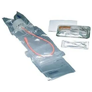 Bard Home Health Div - From: 4A2044 To: 4A3053  TouchlessIntermittent Catheter Tray Touchless Closed System / Male 14 Fr. Without Balloon Red Rubber