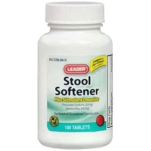 Cardinal Health - 4867065 - Leader Stool Softener with Laxative Tablets (100 Count)