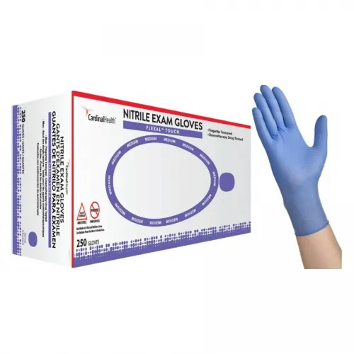 Cardinal Health - 88RT03M - Flexal Touch Nitrile Exam Gloves  Medium  Blue  Powder-Free  250-bx  10 bx-cs -Continental US Only-