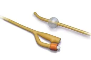 Cardinal Health - Dover - 1614C -   Coude Tip Hydrogel Coated Latex Foley Catheter, 2 Way, 14 French, 5 cc balloon, 16" length.