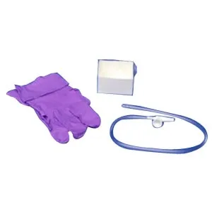 Cardinal Health - Argyle - 37224 - Suction Catheter Kit 12 fr with Chimney Valve, Blue Nitrile Latex-free Exam Glove, Sterile, Coil Pack, Pop-Up Solution Cup