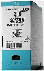 Medtronic / Covidien - S-1750K - COVIDIEN SUTURE SOFSILK SILICONE COATED BRAIDED SILK 6-0 BLACK 18" (BOX OF 12)