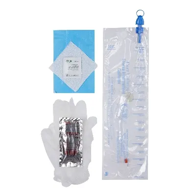 Convatec - Cure Catheter - CS16 - Cure Closed System Kit With Accessories Straight Tip Pre lubricated Catheter 16 Fr