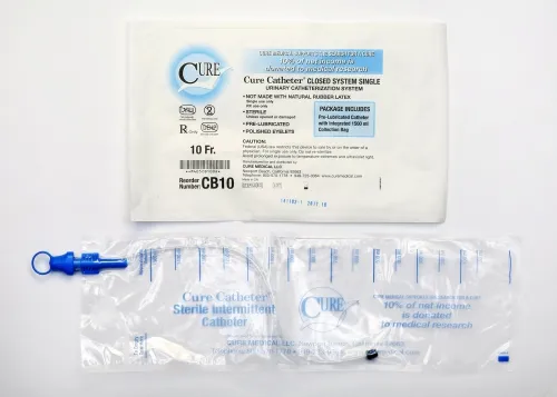 Cure - CB10 - Cure Closed System Single Straight Tip Pre-lubricated Catheter