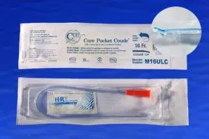 Convatec Cure Medical - M16ULC - Convatec Cure Pocket Coude Catheter, 16 Fr, 16" Sterile Intermittent Catheter with Funnel End and Lubricant Packet, Latex Free, DEHP Free