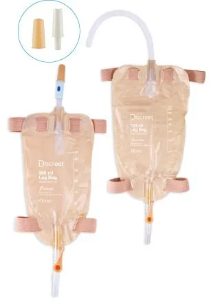 Flexicare - From: 00-5752U To: 00-6754U - Discreet 500ml Long Tube Leg Bag with Assembled Strap And Spare Connector