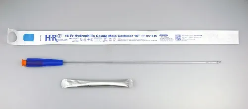 HR Pharmaceuticals - HC1616 - Redicath Hydrophilic Coude Catheter 16fr 16" With Water Bag And Touch Free Sleeve