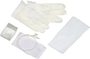 Amsino - AS383 - Graduated Catheter Kit, 10FR, Pop-Up Solution Cup & 1 pr of Vinyl Gloves, 50/cs