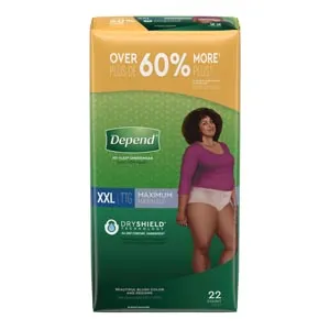 Kimberly Clark - 53306 - Underwear Maximum Absorbency 2X-Large Women Blush 22-pk 2 pk-cs