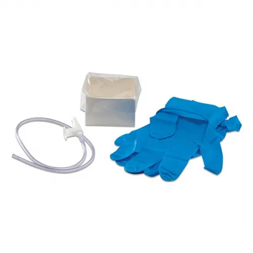 Kendall-Covidien - Argyle - 30877 - Graduated Suction Catheter Mini Kit 8 fr with Safe-T-Vac Valve, Blue Nitrile Latex-free Exam Glove, Pop-up Solution Cup, Sterile