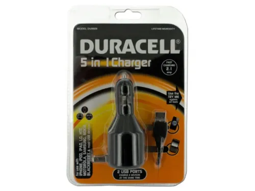 Kole Imports - EL837 - Duracell 5 In 1 Dual Port Usb Device Charger